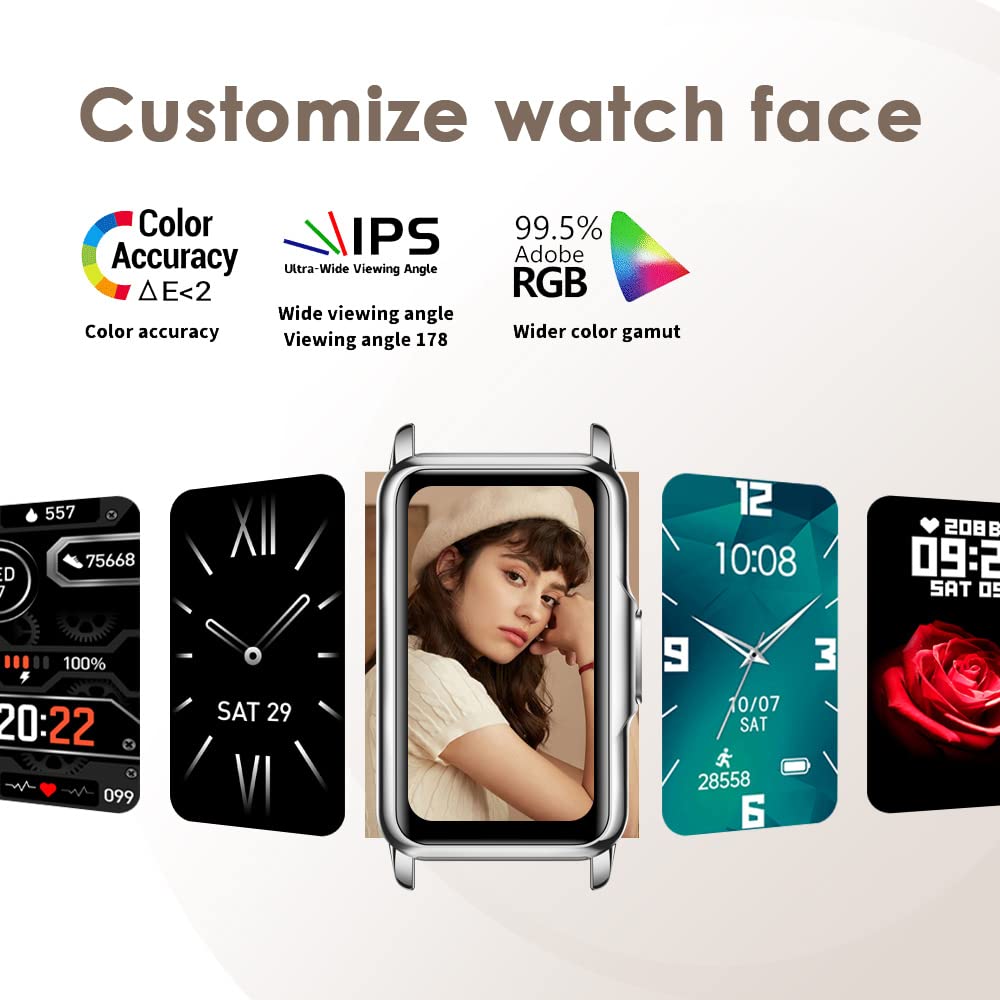 Luxury Silver Fitness Tracker Smart Bracelet For Women Stylish Beautiful Ladies Smart Watch With Pedometer Sleep Message Notific